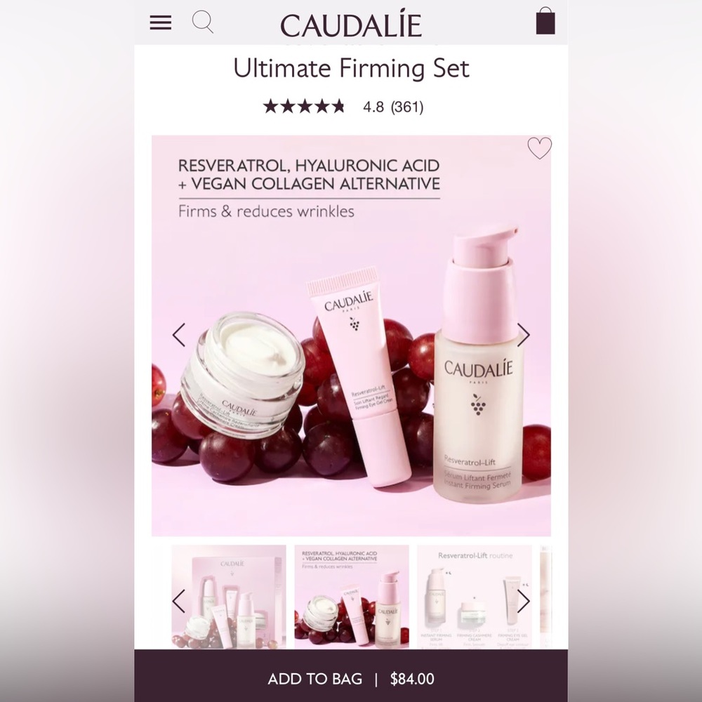Caudalie Resveratrol Ultimate Firming Lift set- Brand New